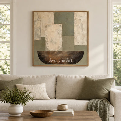 Earthen Vessel: Neutral Geometric Still Life — villa wood