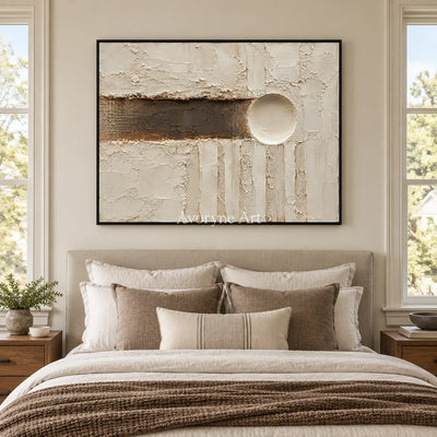 Earthen Interval: Neutral Geometric Texture Art — bedroom black