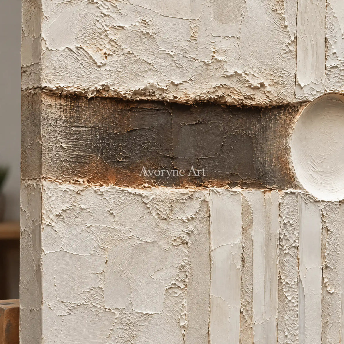 Earthen Interval: Neutral Geometric Texture Art — detail easel