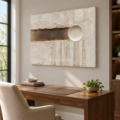 Earthen Interval: Neutral Geometric Texture Art — office frameless