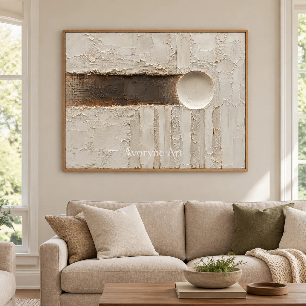 Earthen Interval: Neutral Geometric Texture Art — villa wood