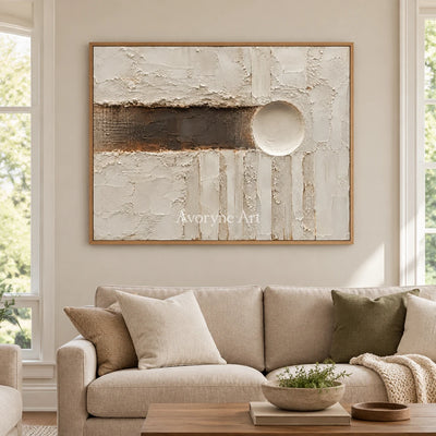 Earthen Interval: Neutral Geometric Texture Art — villa wood