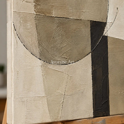 Umber Balance: Neutral Geometric Texture Art — detail easel