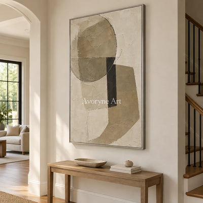 Umber Balance: Neutral Geometric Texture Art — entry silver