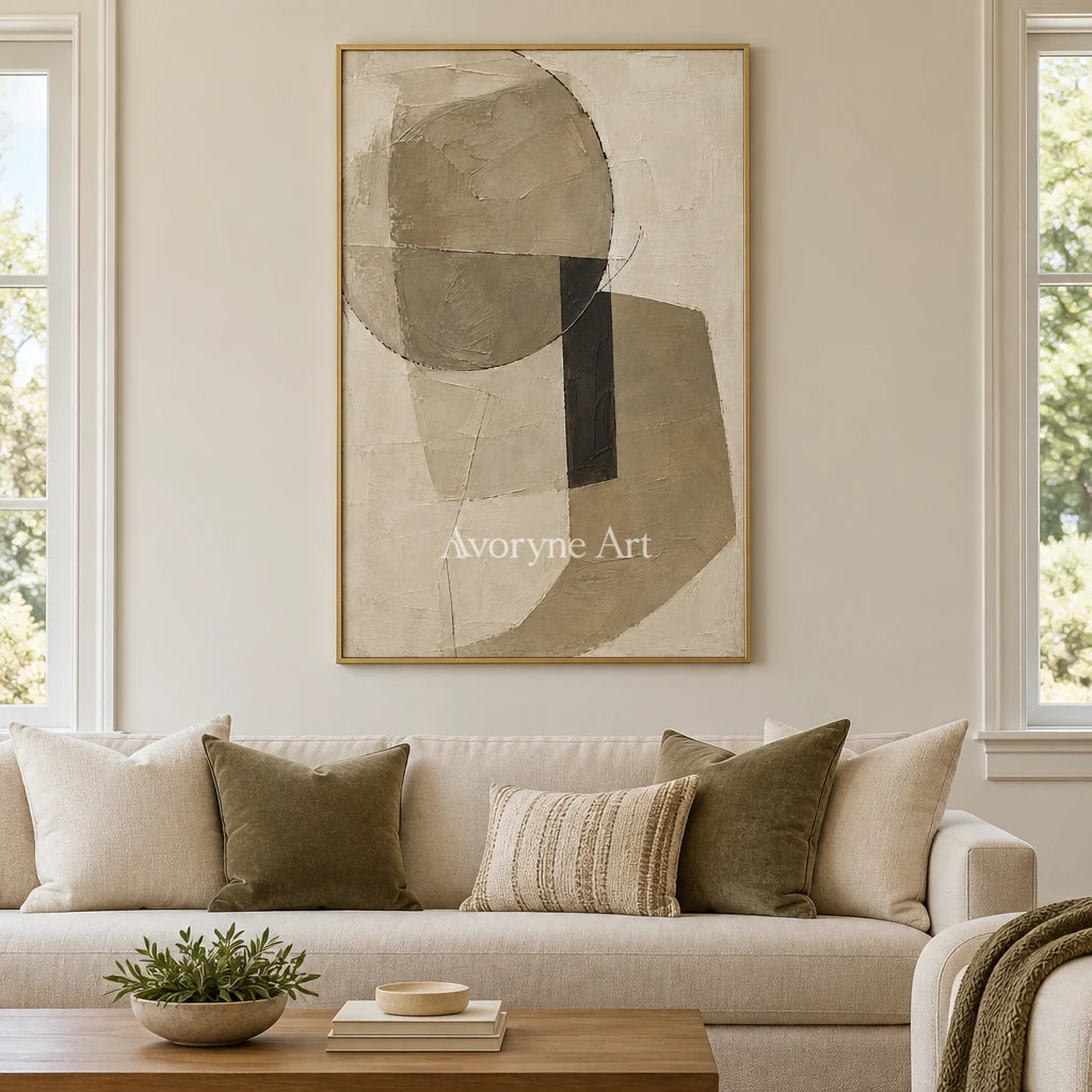 Umber Balance: Neutral Geometric Texture Art — living gold