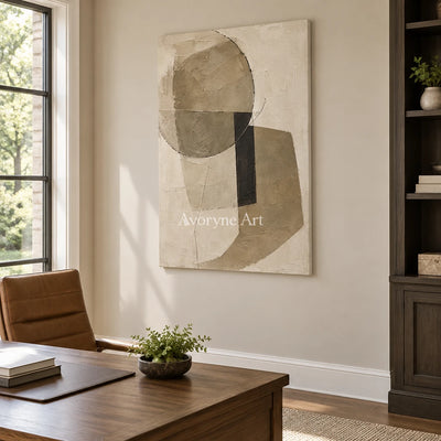 Umber Balance: Neutral Geometric Texture Art — office frameless