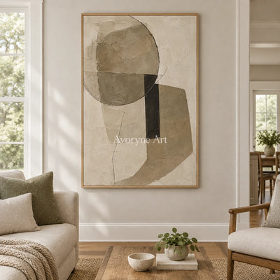 Umber Balance: Neutral Geometric Texture Art — villa wood