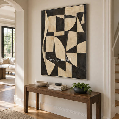 Worn Facets: Neutral Geometric Texture Wall Art — entry silver