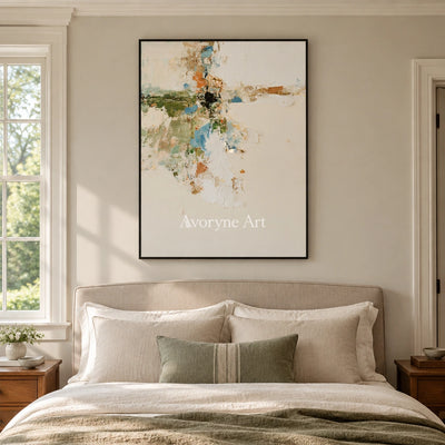 Ivory Winding Trace: Neutral Gesture Art — bedroom black