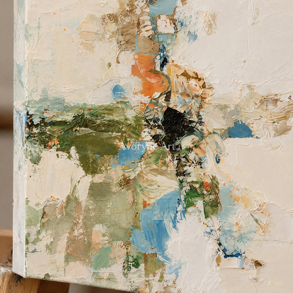 Ivory Winding Trace: Neutral Gesture Art — detail easel