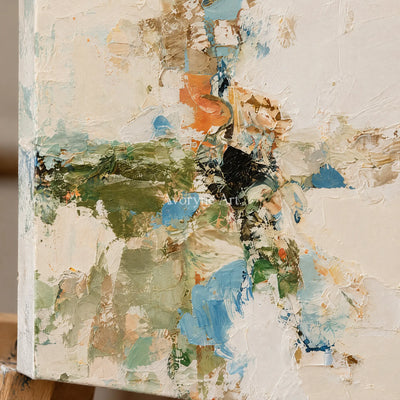 Ivory Winding Trace: Neutral Gesture Art — detail easel