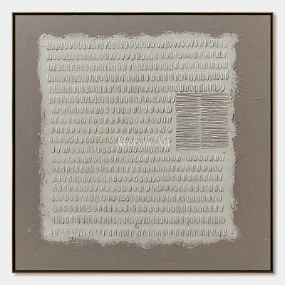Woven Mosaic, hand-painted neutral grid texture wall art by Lin Qiao