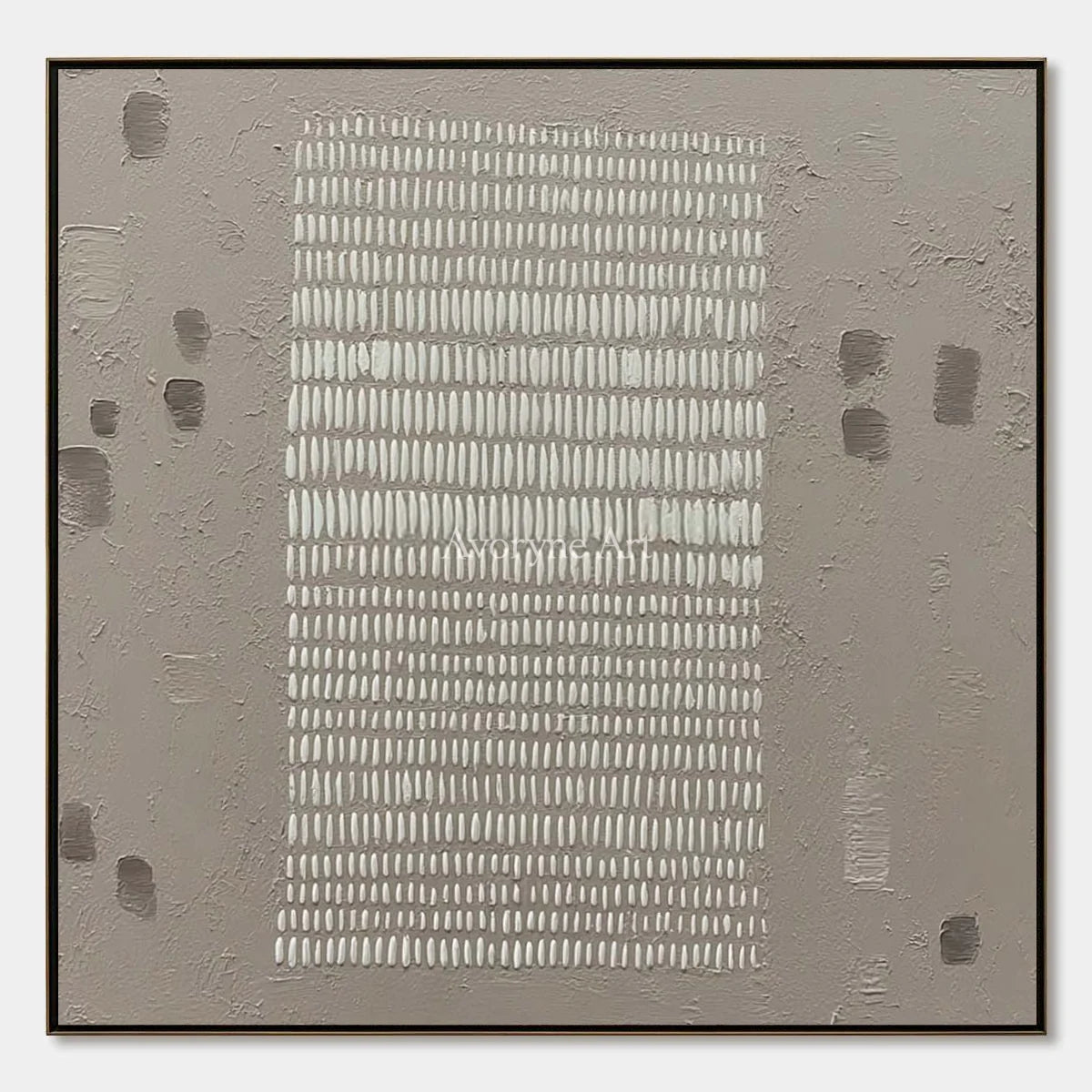 Woven Memory, hand-painted neutral grid texture wall art by Lin Qiao