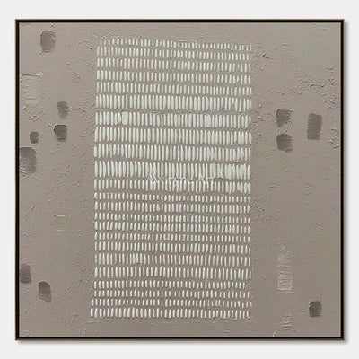 Woven Memory, hand-painted neutral grid texture wall art by Lin Qiao