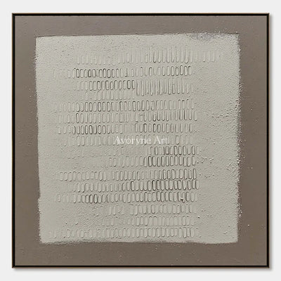 Woven Solace, hand-painted neutral grid texture wall art by Lin Qiao