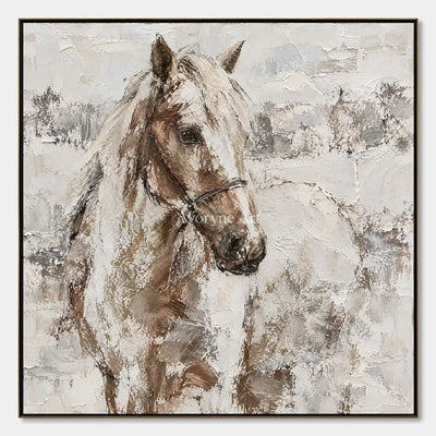 Quiet Bridle: Neutral Horse Portrait Wall Art — primary