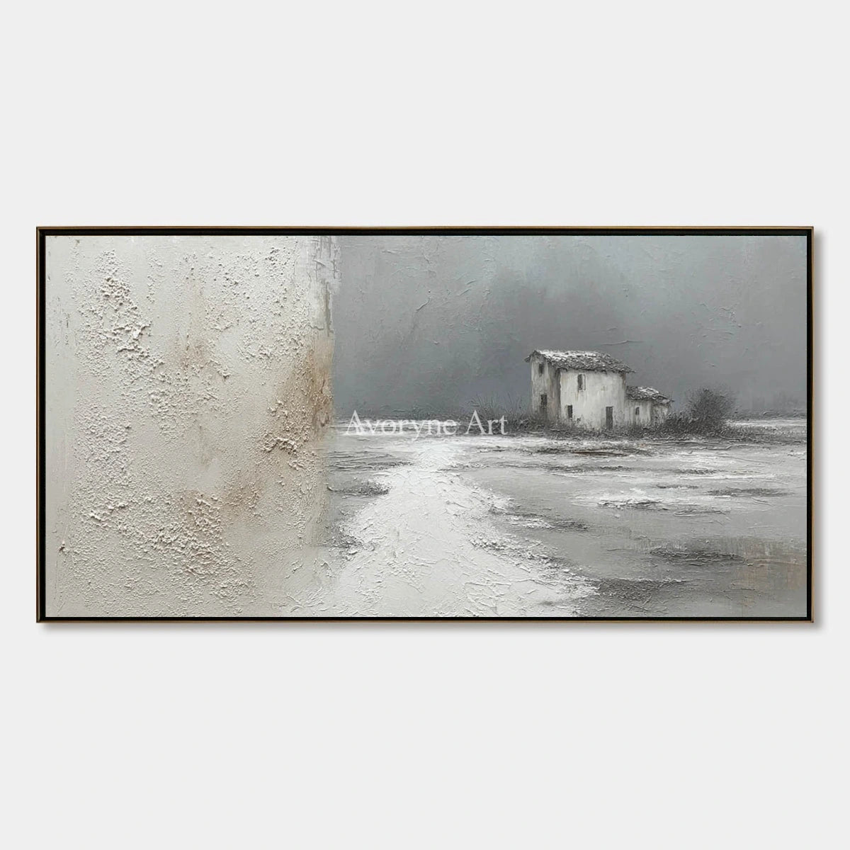 Quiet Sonata, hand-painted neutral house landscape wall art by Chen Wei