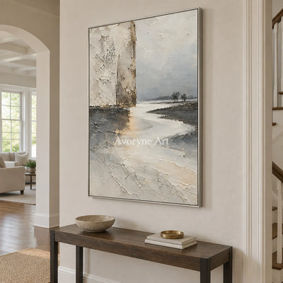 Ivory Meander: Neutral Landscape Texture Art — entry silver