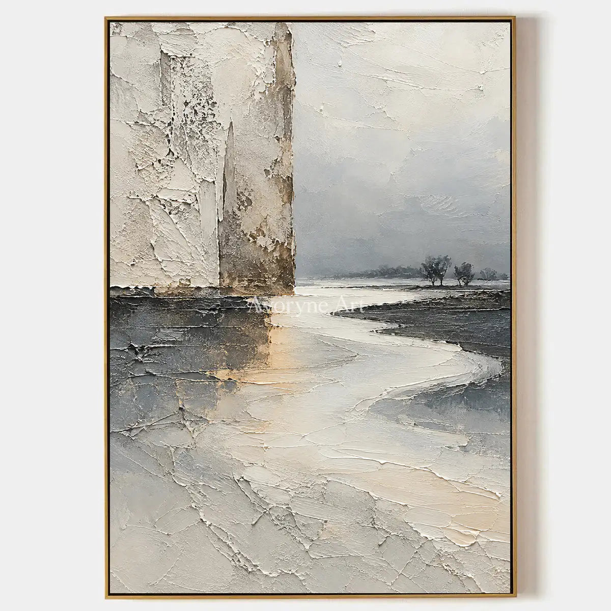 Ivory Meander: Neutral Landscape Texture Art — primary