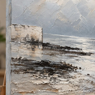 Pale Monoliths: Neutral Landscape Wall Art — detail easel