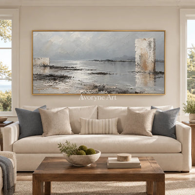 Pale Monoliths: Neutral Landscape Wall Art — living gold