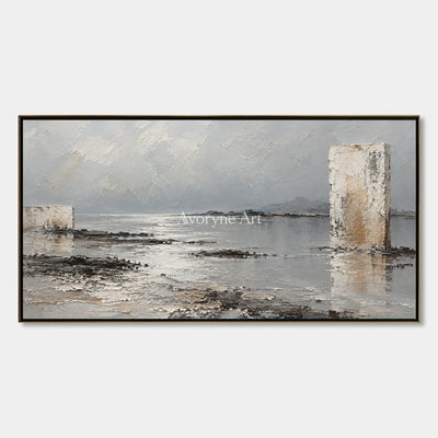 Pale Monoliths: Neutral Landscape Wall Art — primary