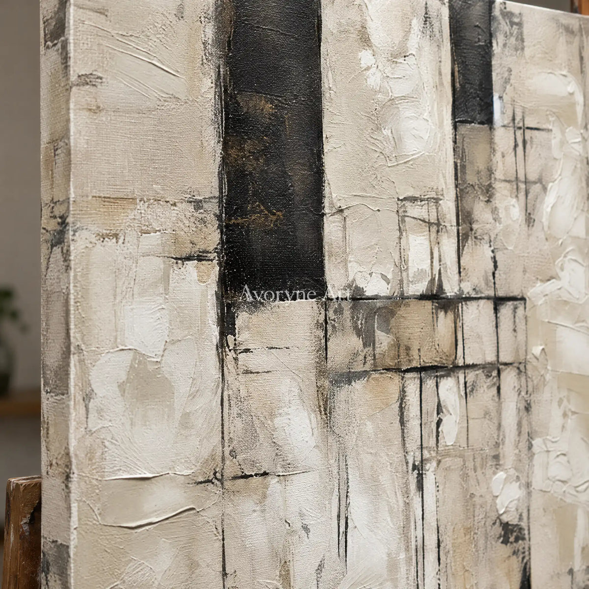Aster Loom: Neutral Layered Abstract — detail easel