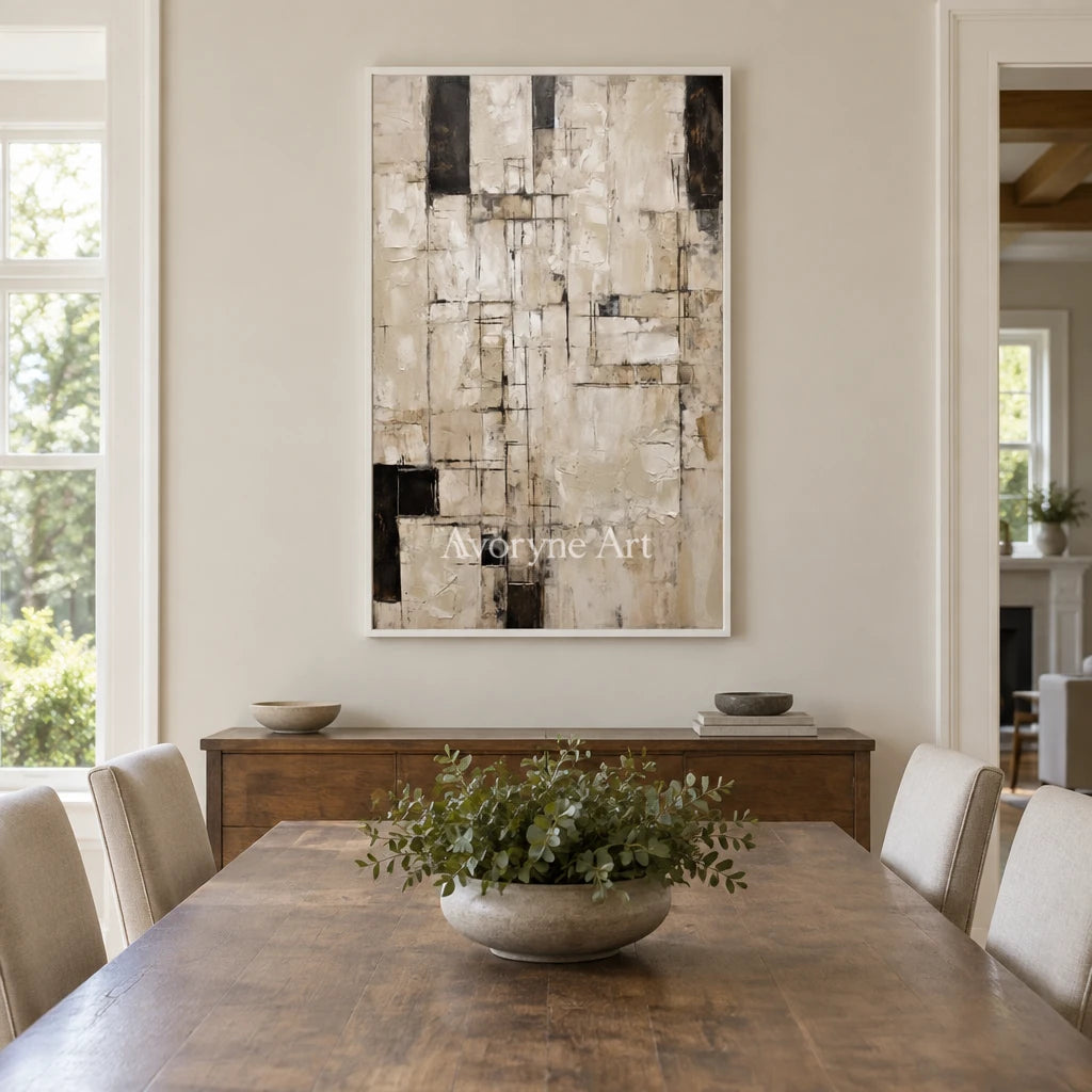 Aster Loom: Neutral Layered Abstract — dining white