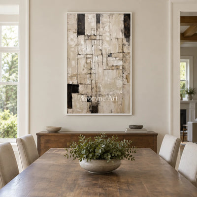 Aster Loom: Neutral Layered Abstract — dining white