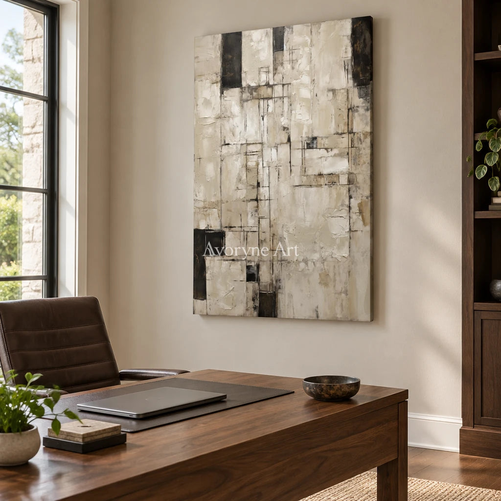 Aster Loom: Neutral Layered Abstract — office frameless