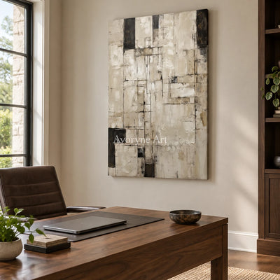 Aster Loom: Neutral Layered Abstract — office frameless