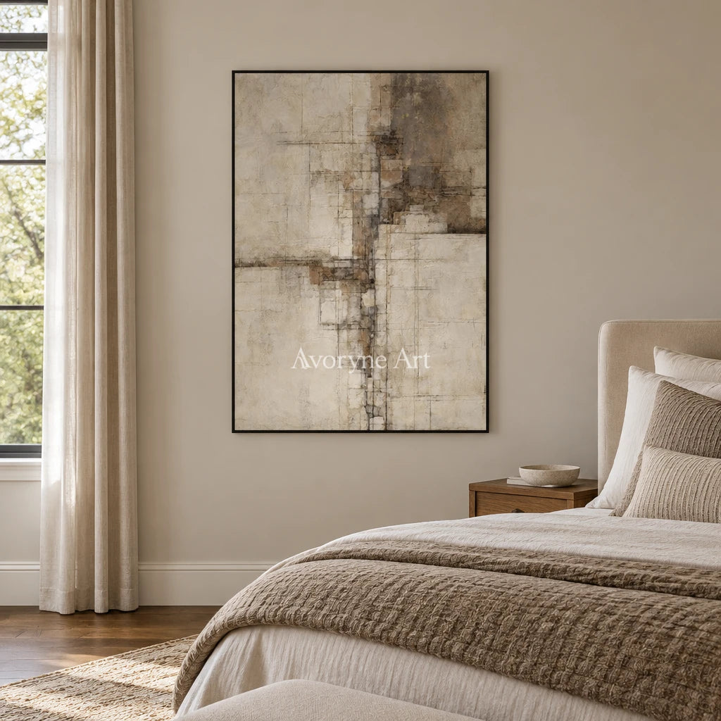 Aster Etching: Neutral Layered Abstract — bedroom black