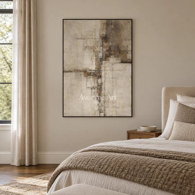 Aster Etching: Neutral Layered Abstract — bedroom black