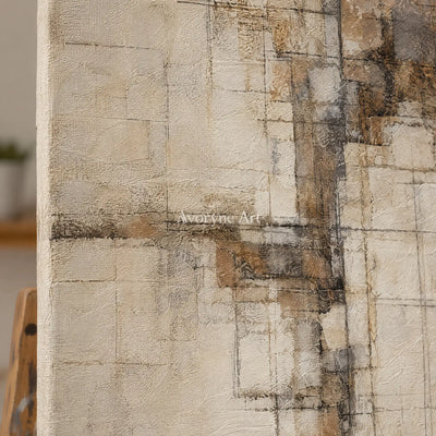 Aster Etching: Neutral Layered Abstract — detail easel