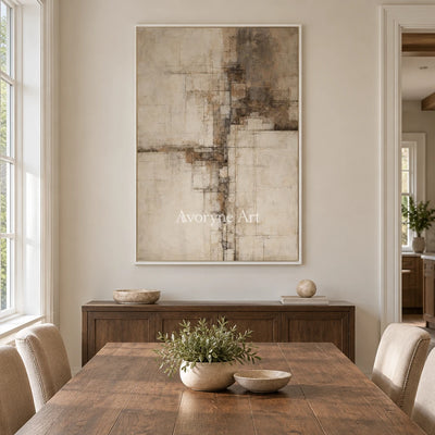 Aster Etching: Neutral Layered Abstract — dining white