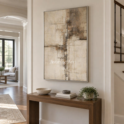 Aster Etching: Neutral Layered Abstract — entry silver