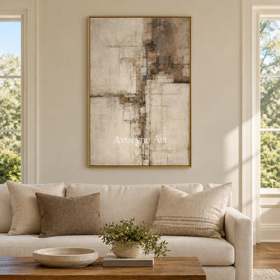Aster Etching: Neutral Layered Abstract — living gold