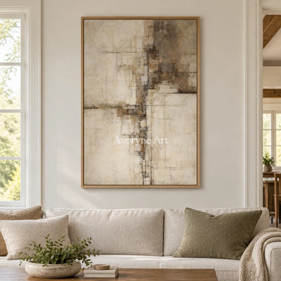 Aster Etching: Neutral Layered Abstract — villa wood