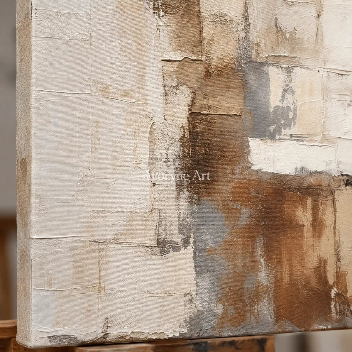 Aster Sable: Neutral Layered Abstract — detail easel