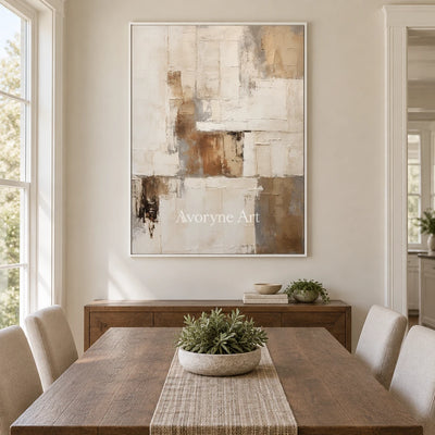 Aster Sable: Neutral Layered Abstract — dining white