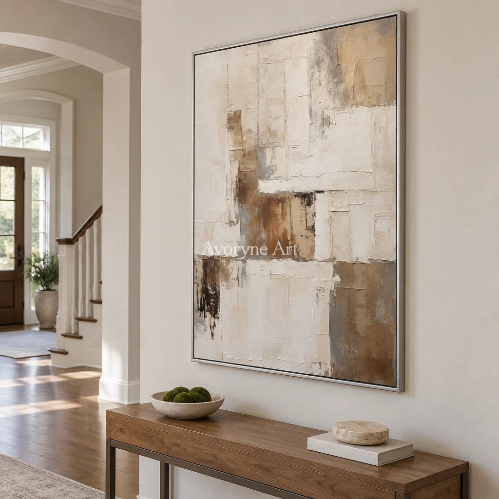 Aster Sable: Neutral Layered Abstract — entry silver