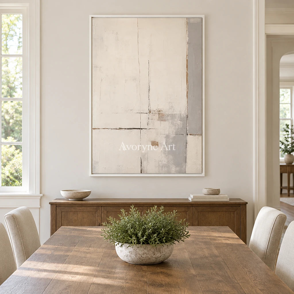 Aster Umber: Neutral Layered Abstract — dining white