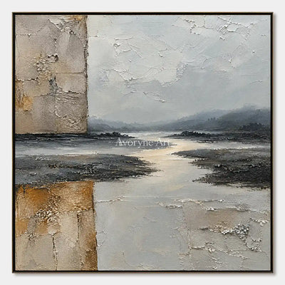 Weathered Reach: Neutral Layered Abstract Wall Art — primary