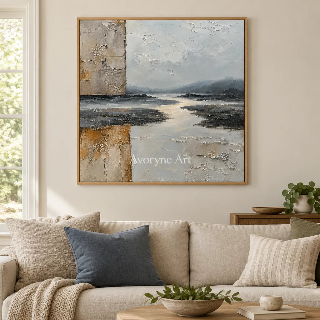 Weathered Reach: Neutral Layered Abstract Wall Art — villa wood