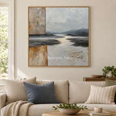 Weathered Reach: Neutral Layered Abstract Wall Art — villa wood