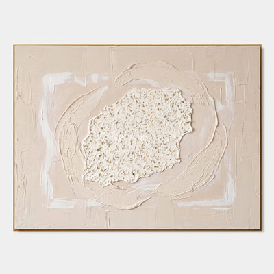 Misted Field, hand-painted neutral layered relief wall art by Lukas Meyer