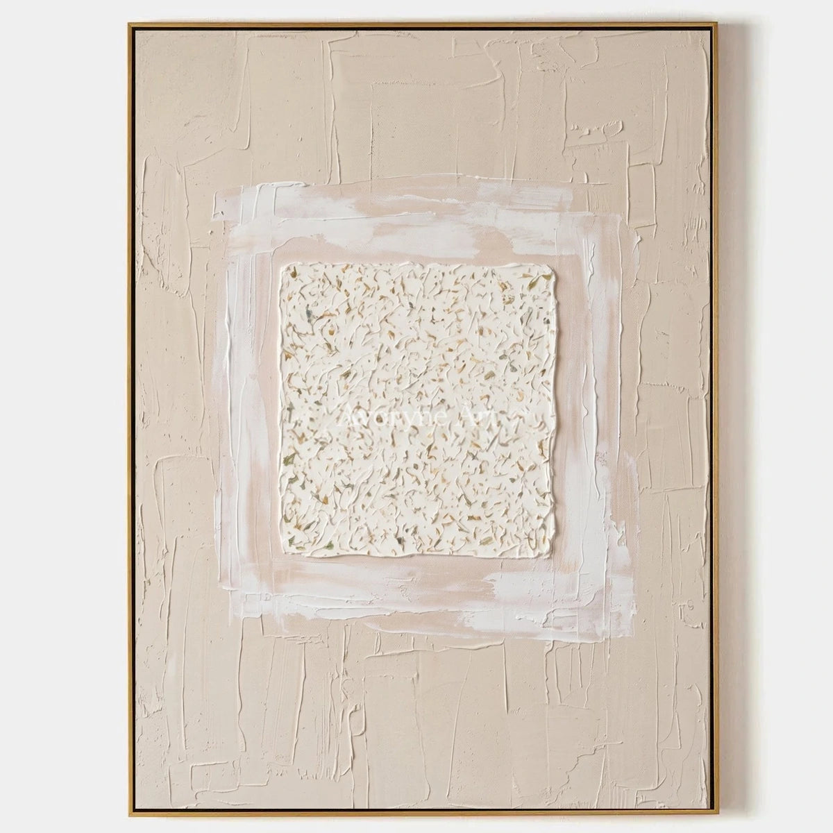 Weathered Refrain, hand-painted neutral layered relief wall art by Lukas Meyer
