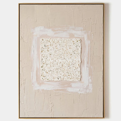 Weathered Refrain, hand-painted neutral layered relief wall art by Lukas Meyer