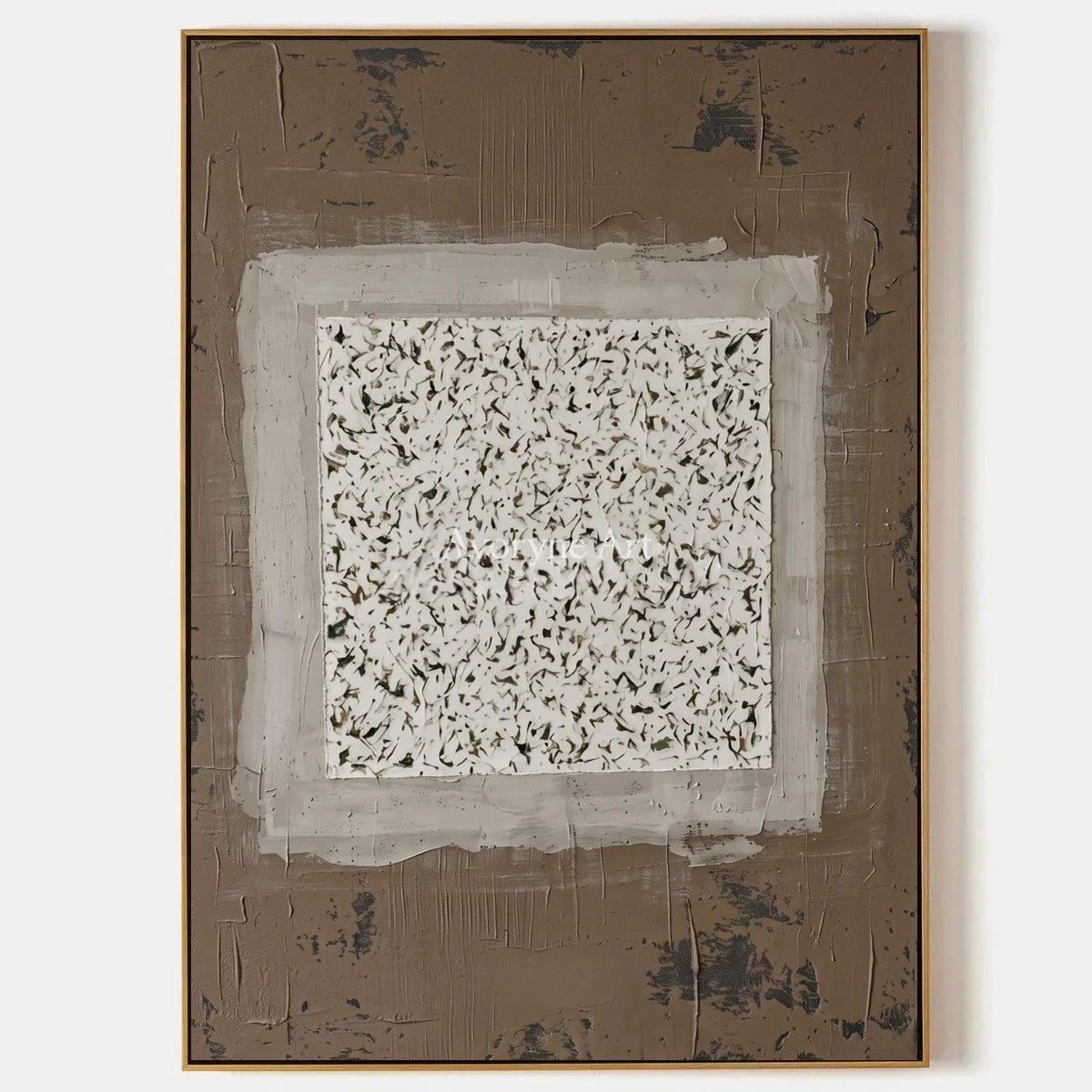 Weathered Measure, hand-painted neutral layered relief wall art by Lukas Meyer