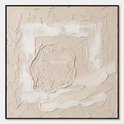 Weathered Trace, hand-painted neutral layered relief wall art by Lukas Meyer